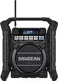 Sangean U4 DBT+ tragbares DAB+ Baustellenradio (UKW-Tuner, Bluetooth, NFC, AUX-In, Strahlwasser und staubgeschütztes Gehäuse, Timer) schwarz